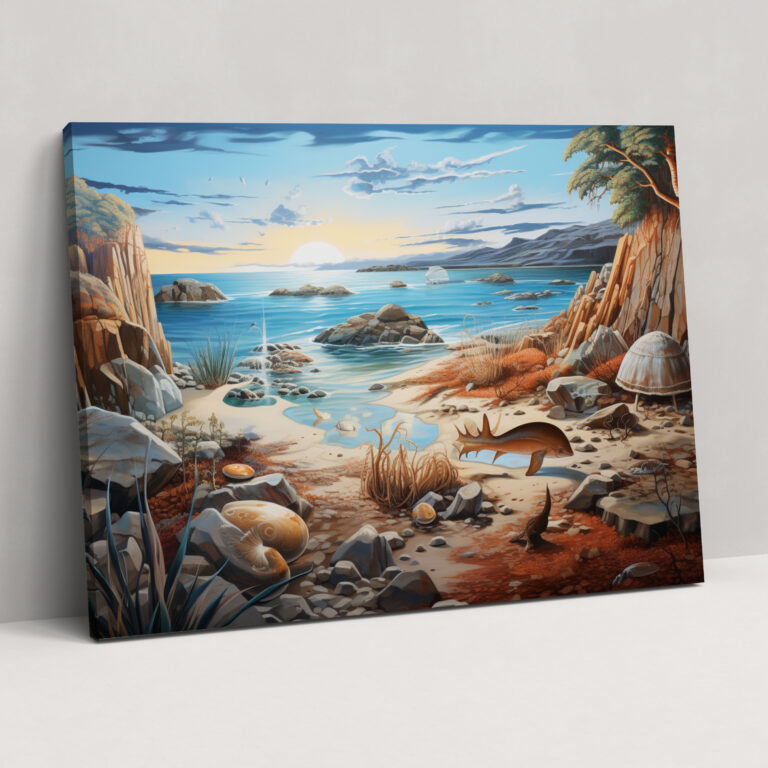 Mesolithic Coastal Scene Canvas Print - Mesolithic, Home Decoration, Canvas Print, Marine Life