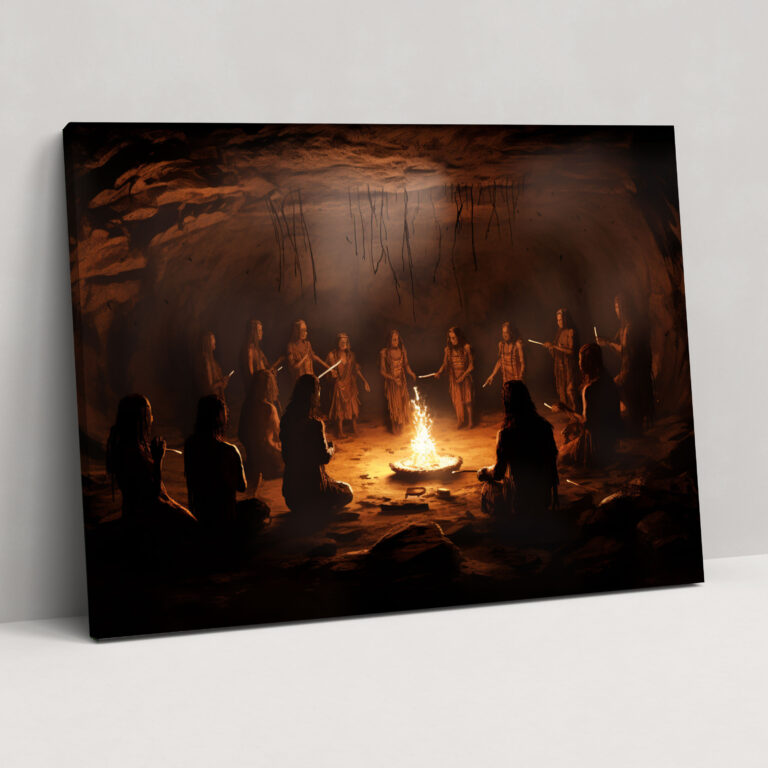 Mesolithic Ceremonial Ritual Wall Art - Mesolithic, Canvas, Canvas Wall Art, Wall Decoration