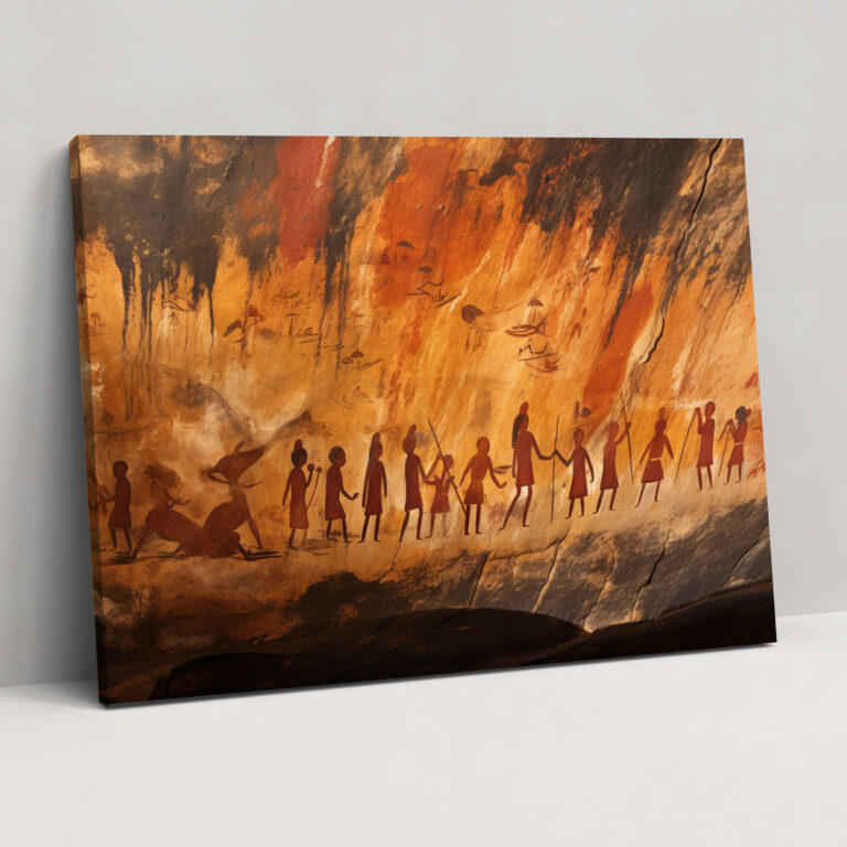 Mesolithic Wall Decoration - Communal Cave Mural Canvas Print - Mesolithic, Wall Art, Canvas Print, Communal Activities