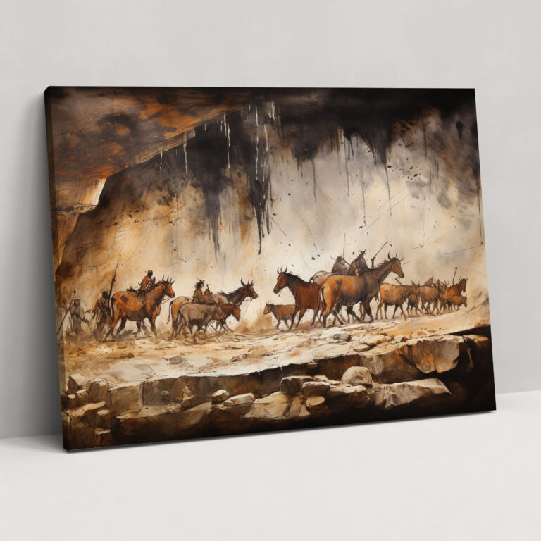 Mesolithic Canvas Print - Hunters In Rocky Terrain - Mesolithic, Home Decoration, Wall Decoration, Wall Art