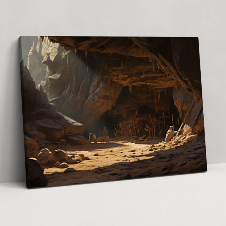 Mesolithic Canvas Print - Cave Exploration - Mesolithic, Mesolithic, Mystery, Ancient Rock Formations