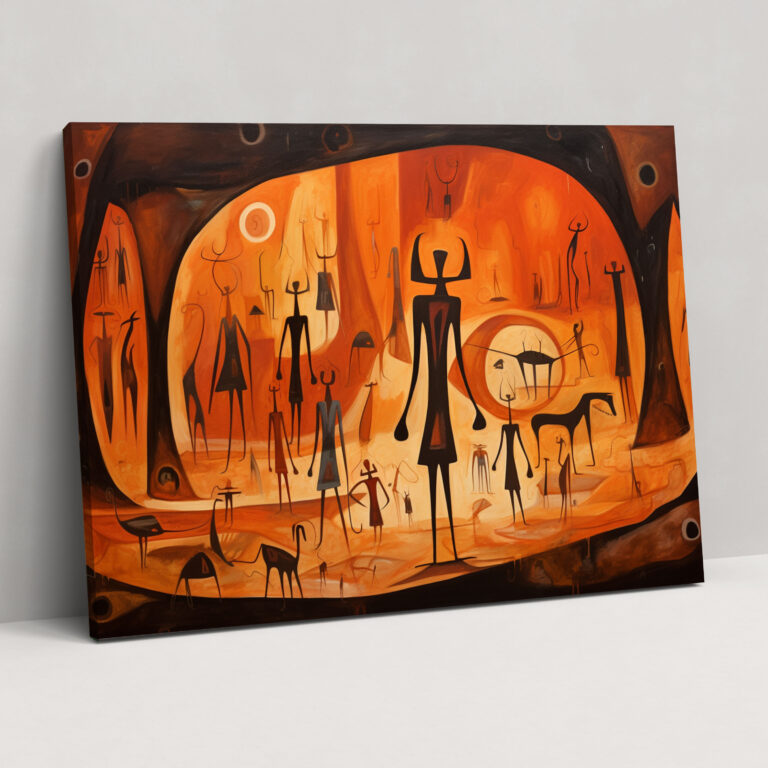 Paleolithic Cave Art Wall Art - Mesolithic, Canvas Wall Art, Humans, Primitive Animals