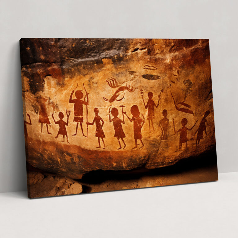 Paleolithic Ritual Canvas Print - Mesolithic, Intricate Details, Wall Art, Paleolithic