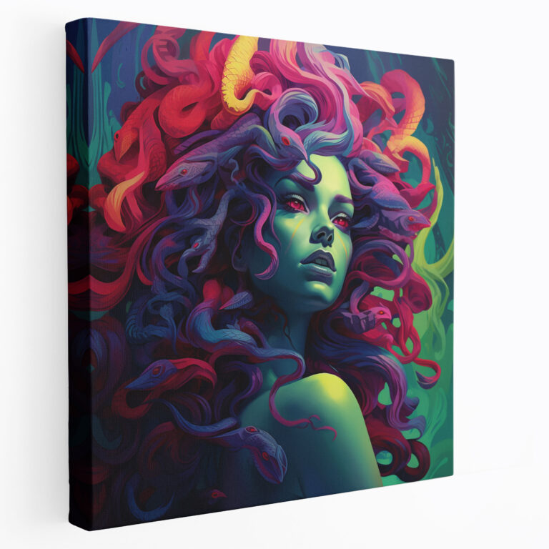 Medusa Contemporary Canvas Print - Medusa, Canvas Wall Art, Vibrant Color Palette, Canvas