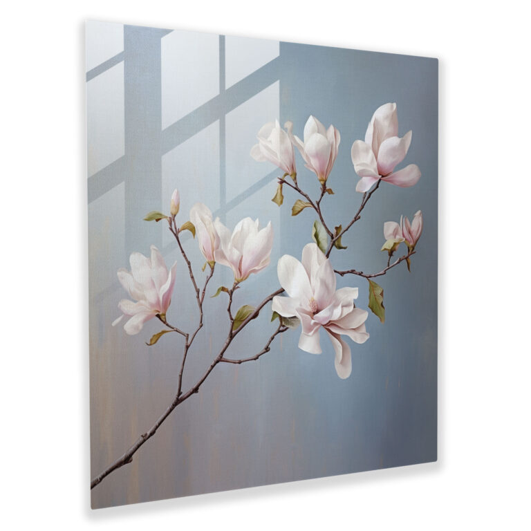 Magnolia Glass Print - Tranquil Branch - Magnolia, Magnolia Branch, Glass Art, Soft Pastel Hues