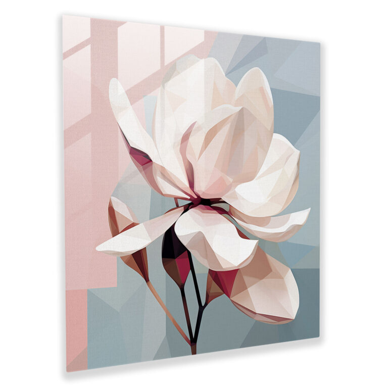 Magnolia Glass Print - Geometric Elegance - Magnolia, Glass Wall Art, Abstract Geometric Design, Wall Decoration