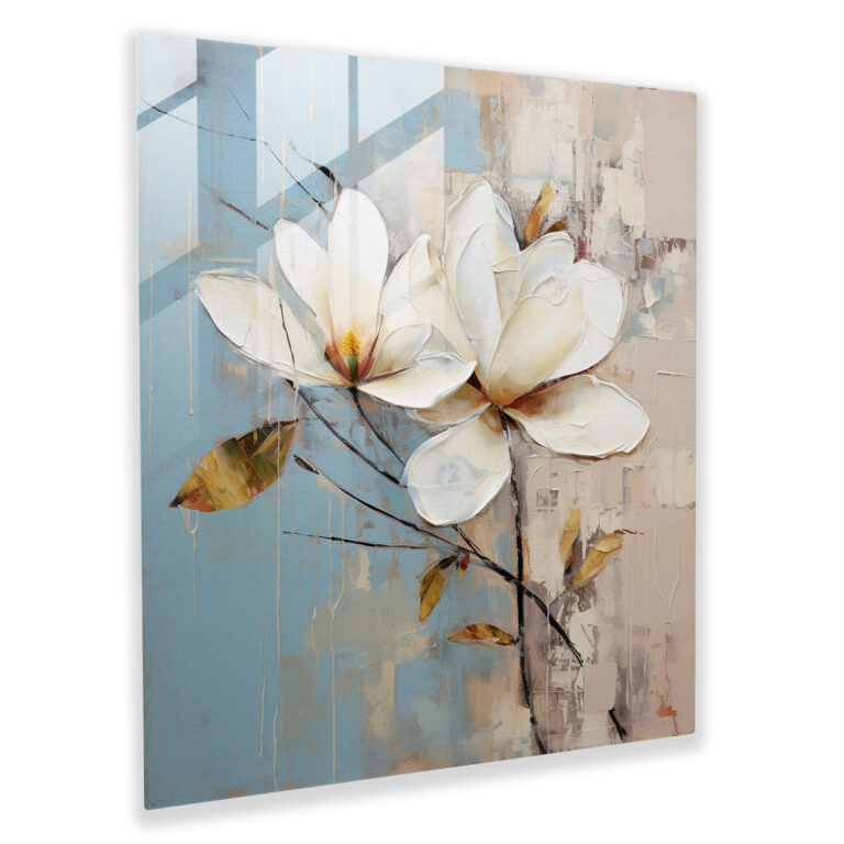 Magnolia Glass Print - Imaginary Reality - Magnolia, Abstract Brushstrokes, Glass Wall Art, Glass Art