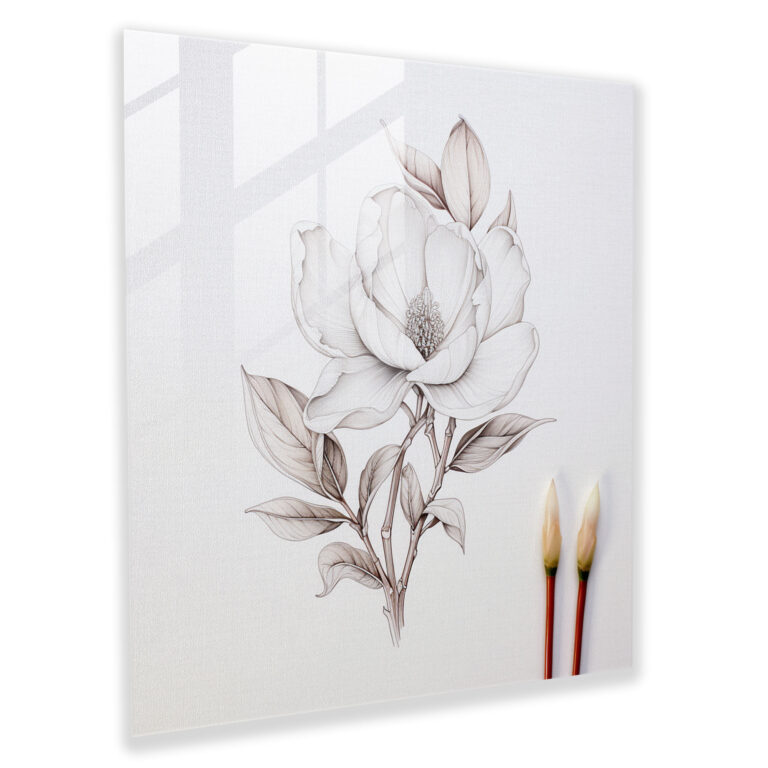 Magnolia Glass Print - Detailed Botanical - Magnolia, Glass Art, Glass Wall Art, Wall Decoration