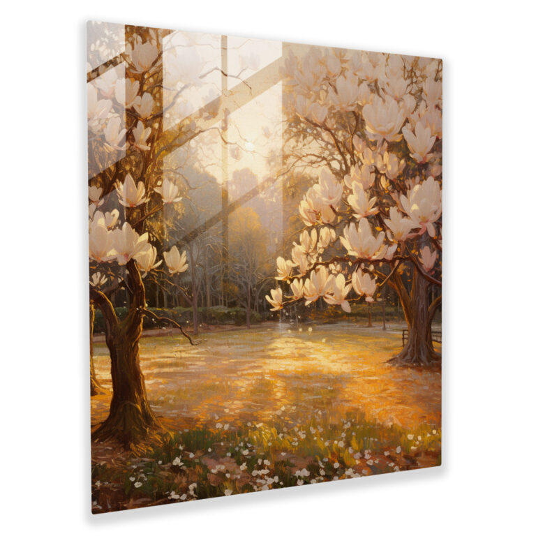 Tranquil Magnolia Glass Print - Magnolia, Glass Art, Glass Wall Art, Wall Decoration