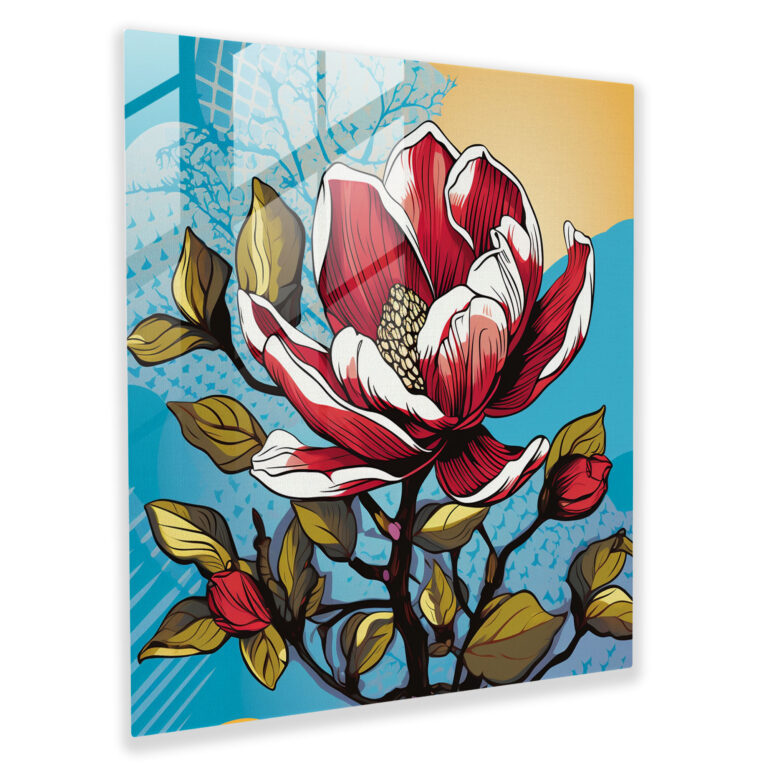 Pop Magnolia Glass Print - Magnolia, Glass Print, Wall Decoration, Modern Art