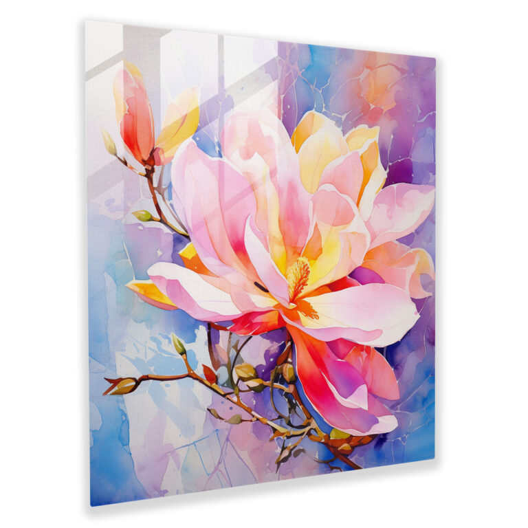 Magnolia Abstract Glass Print - Magnolia, Exquisite, Home Decoration, Glass Wall Art