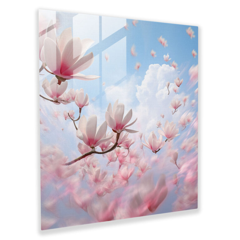Magnolia Dreams Glass Print - Magnolia, Glass Print, Sky, Petals