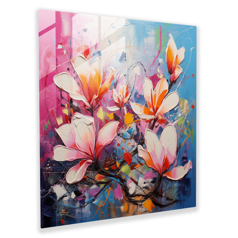 Magnolia Glass Print - Modern Abstract Floral Wall Art - Magnolia, Glass Print, Vibrant, Wall Decoration