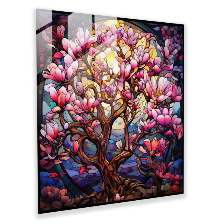 Magnolia Glass Print - Stained Glass Wall Decoration - Magnolia, Mesmerizing, Majestic, Glass Print