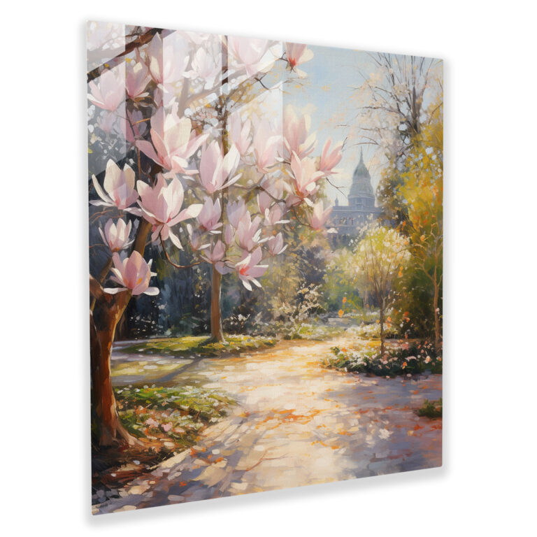 Magnolia Glass Print - Impressionist Garden Wall Decoration - Magnolia, Home Decoration, Magnolia, Glass Wall Art