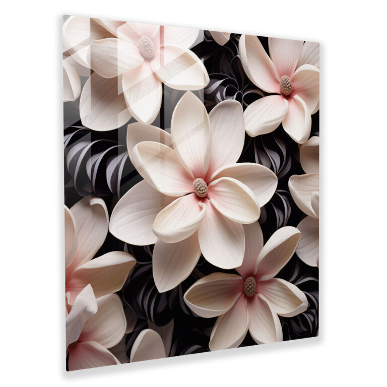 Magnolia Glass Print - Geometric Floral Wall Art - Magnolia, Floral, Geometric Design, Wall Decoration