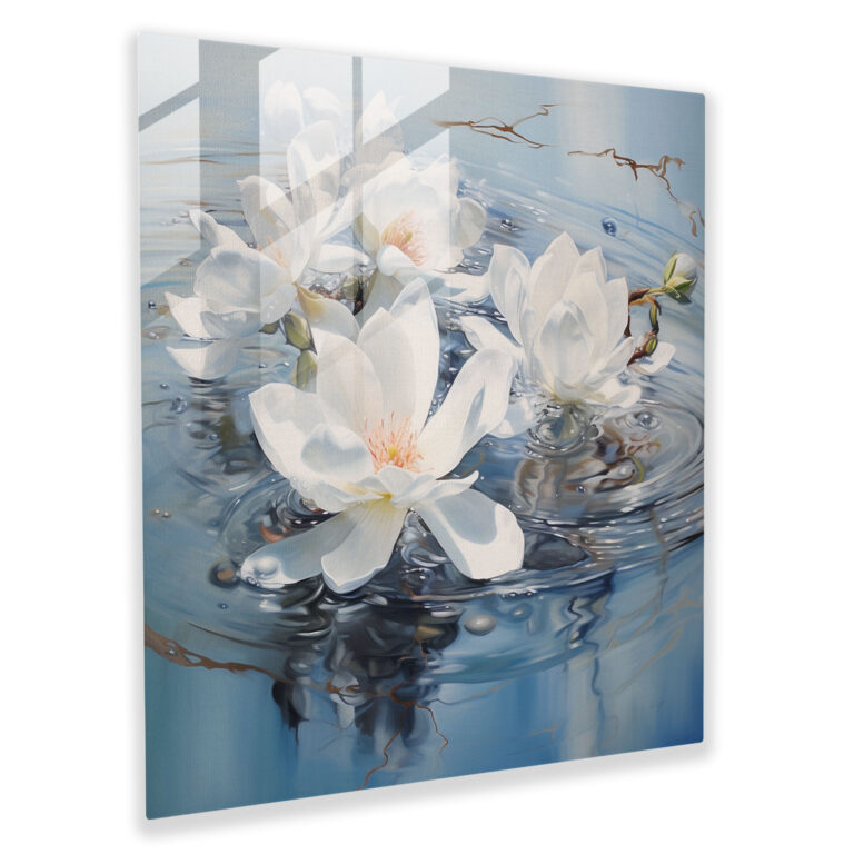 Magnolia Glass Print - Abstract Realism Wall Art - Magnolia, Magnolia, Home Decoration, Wall Decoration