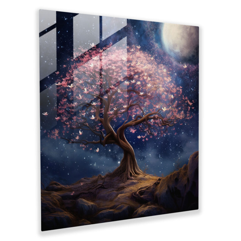Starry Magnolia Glass Print - Magnolia, Modern Art, Magnolia, Wall Decoration