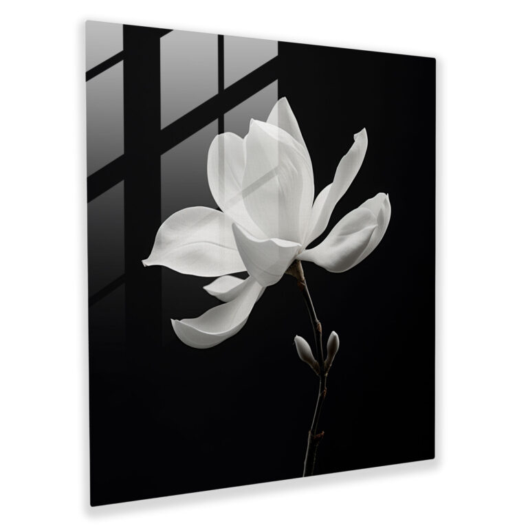 Minimal Magnolia Glass Print - Magnolia, Magnolia, Minimalist Design, Glass Art