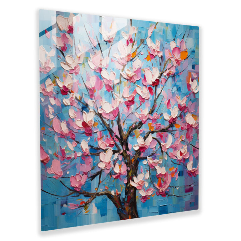 Abstract Magnolia Glass Print - Magnolia, Abstract Expressionism, Glass Wall Art, Brushstrokes