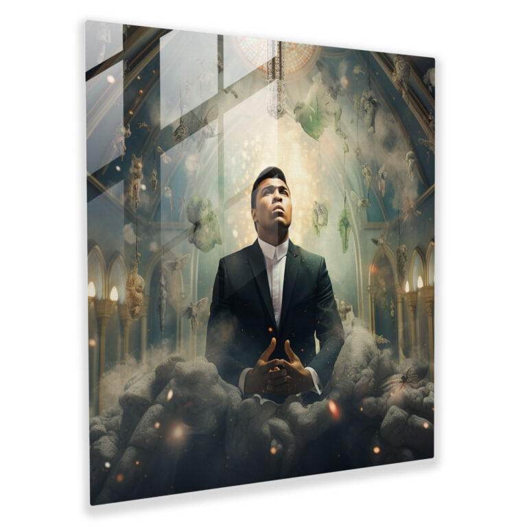 Muhammad Ali Dream Glass Print - Muhammad Ali, Larger-Than-Life Persona, Glass Wall Art, Digital Artwork
