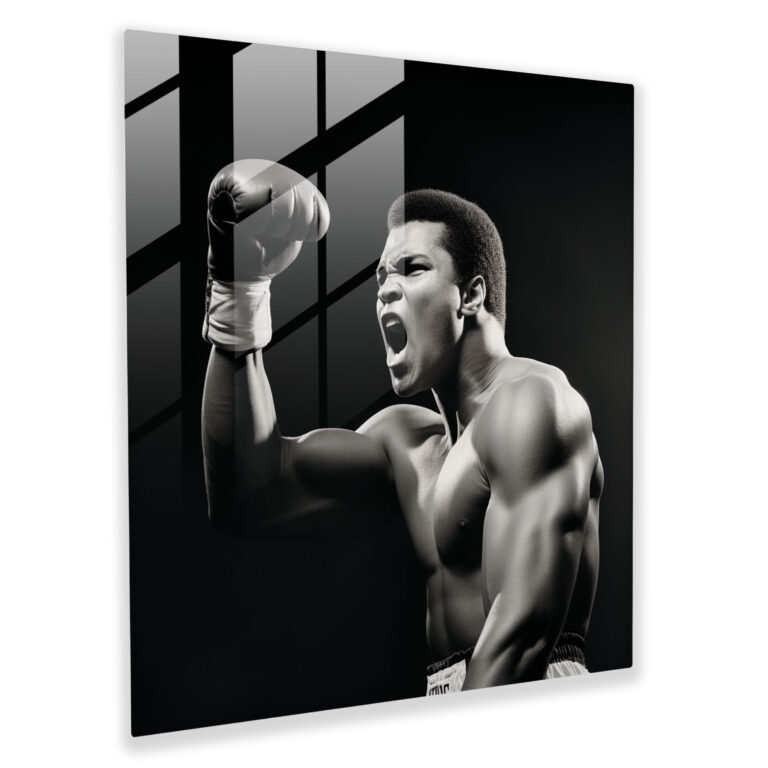 Muhammad Ali Glass Print - Muhammad Ali, Determination, Triumph, Glass Print