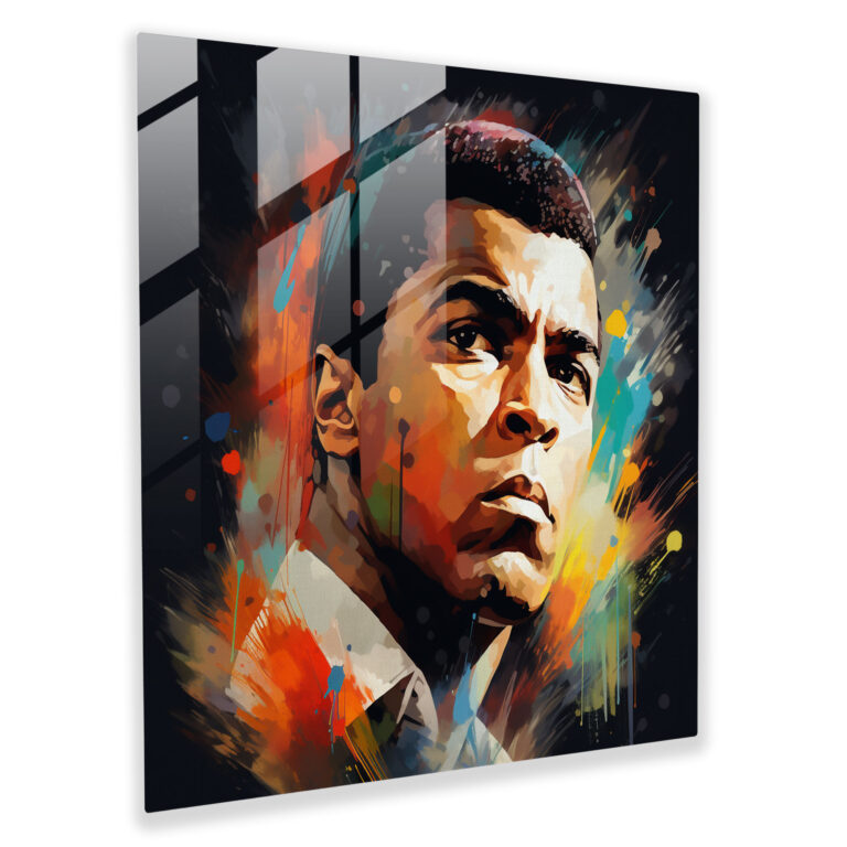 Muhammad Ali Digital Art Glass Print - Muhammad Ali, Muhammad Ali, Charismatic, Wall Decoration