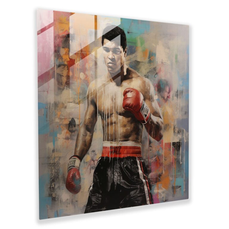 Muhammad Ali Mixed Media Glass Print - Muhammad Ali, Home Decoration, Muhammad Ali, Glass Wall Art
