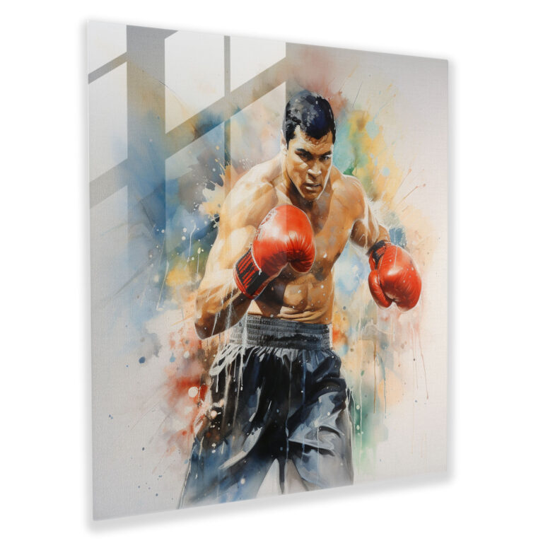 Muhammad Ali Watercolor Glass Print - Muhammad Ali, Glass Print, Glass Wall Art, Muhammad Ali