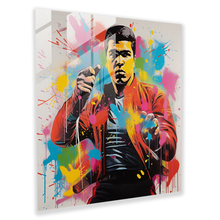 Impactful Muhammad Ali Glass Print - Muhammad Ali, Muhammad Ali, Glass Wall Art, Graffiti