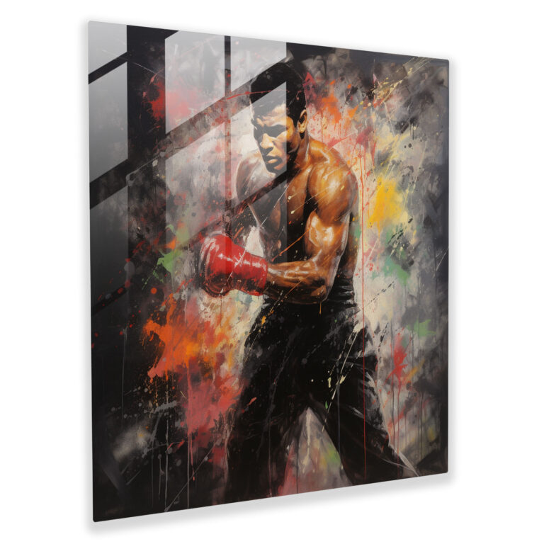 Muhammad Ali Abstract Glass Print - Muhammad Ali, Glass Wall Art, Wall Decoration, Subtle Tones