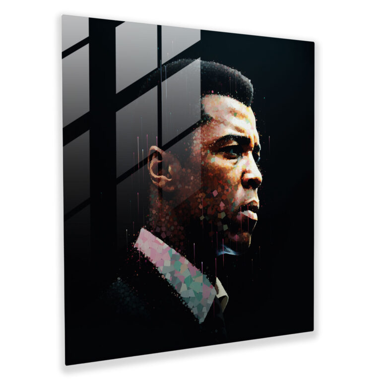 Muhammad Ali Digital Art Glass Print - Muhammad Ali, Glass Art, Glass Wall Art, Wall Decoration