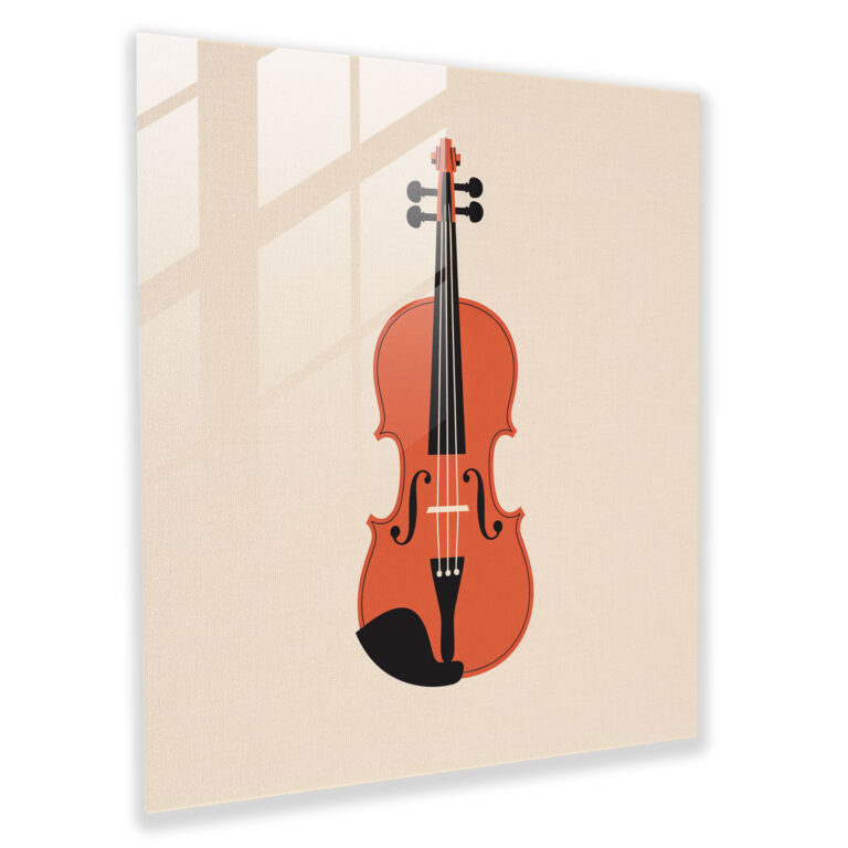 Sleek Linocut Glass Print: Classic Violin Harmony