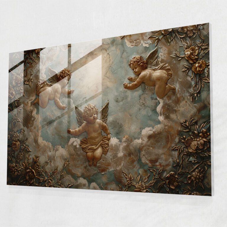 Michelangelo Glass Wall Art: Celestial Cherubs - Michelangelo, Glass Wall Art, Elegant, Cherubs