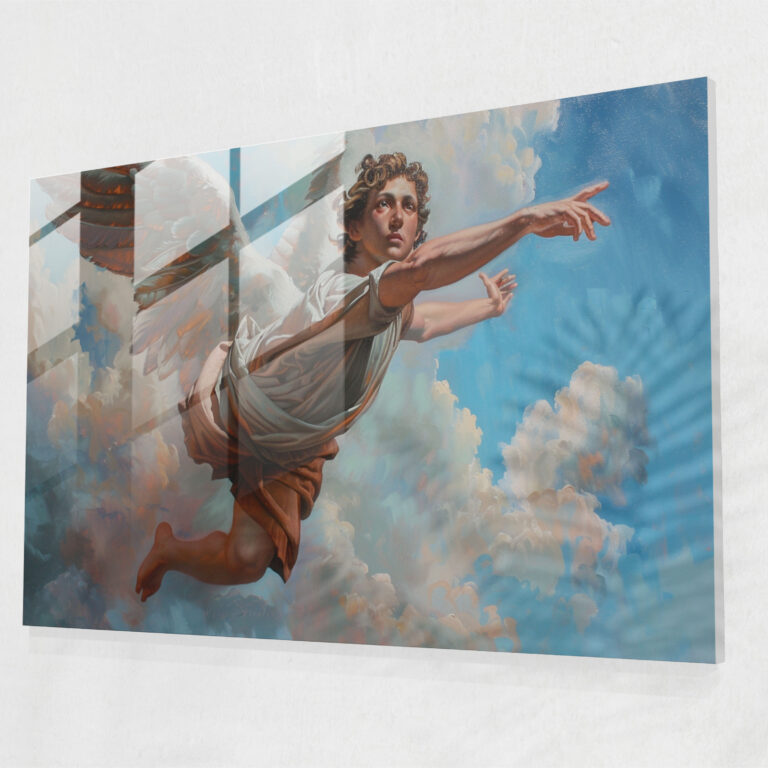 Michelangelo Glass Print - Angelic Descent - Michelangelo, Glass Art, Michelangelo, Wall Decoration