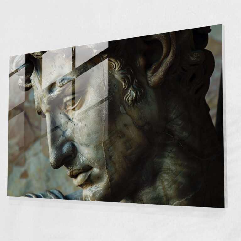 Michelangelo Glass Wall Art - Powerful Male Figure - Michelangelo, Home Decoration, Glass Art, Glass Wall Art