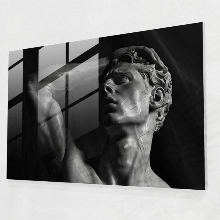 Michelangelo Glass Wall Art Classical Sculpture - Michelangelo, Wall Decoration, Home Decoration, Modern Art