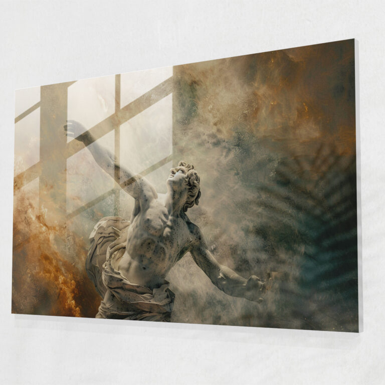 Michelangelo Glass Print Heavenly Figure - Michelangelo, Glass Art, Glass Print, Home Decoration