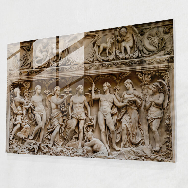 Symbolic Michelangelo Glass Print - Michelangelo, Glass Print, Michelangelo, Symbolic Elements