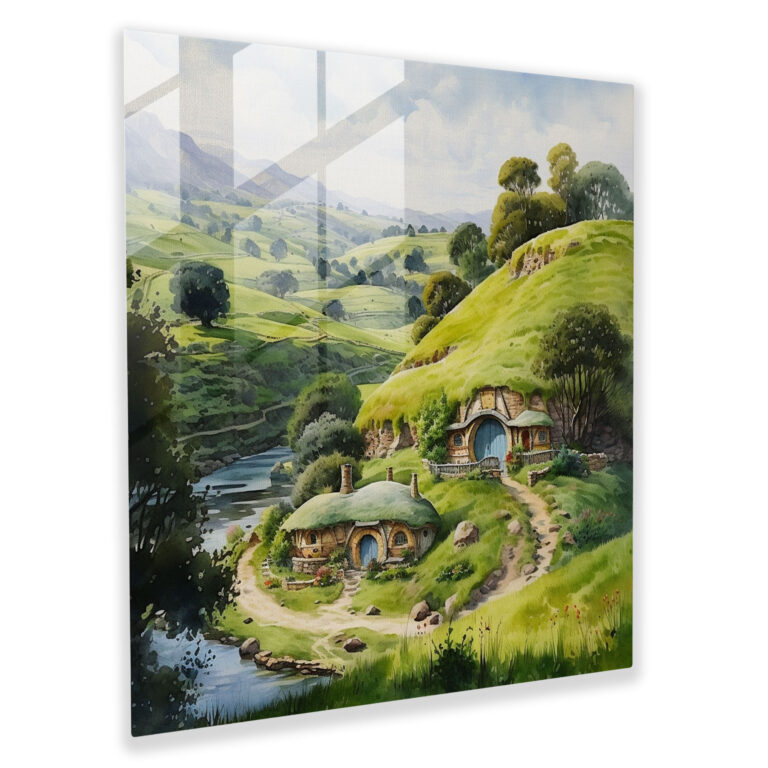 Middle Earth Glass Wall Art - Middle Earth, Vibrant Colors, Beauty, Hobbit Holes