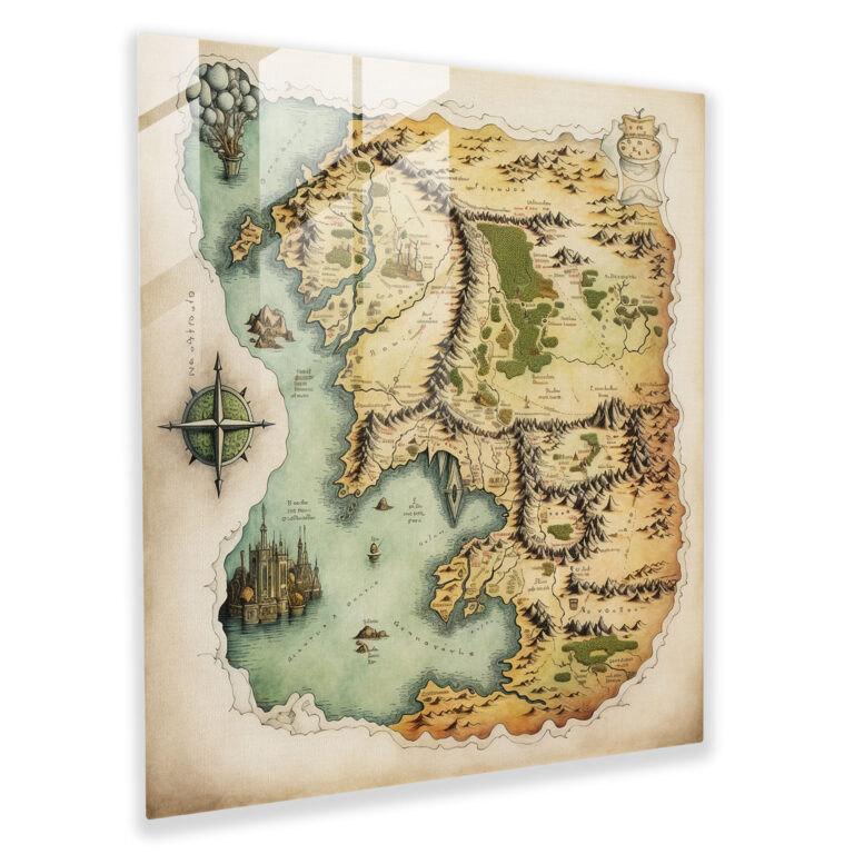Middle Earth Map Glass Print - Middle Earth, Glass Art, Glass Wall Art, Middle Earth