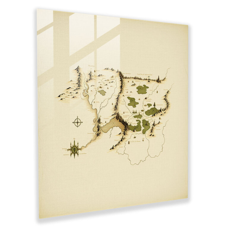 Middle Earth Map Glass Print - Middle Earth, Modern Art, Glass Art, Clean Lines