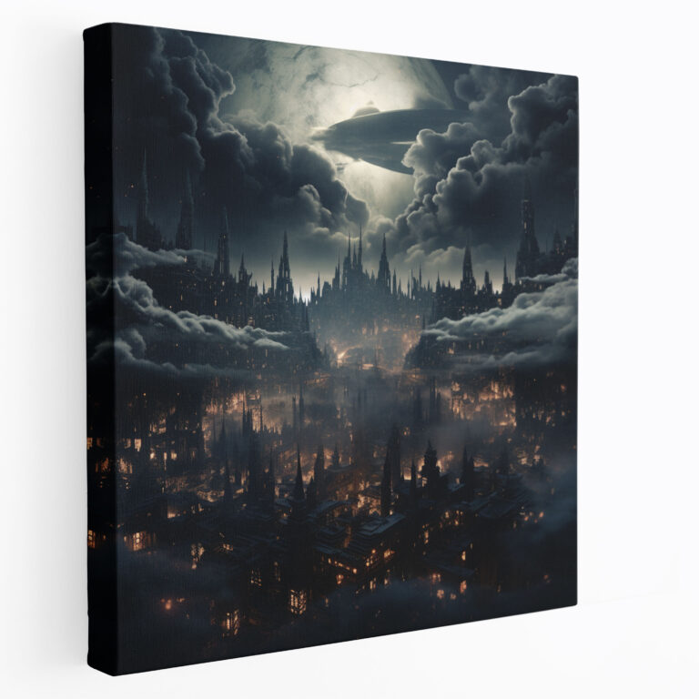 Midnight Floating City Canvas Print - Midnight, Canvas Print, Digital Art, Surreal