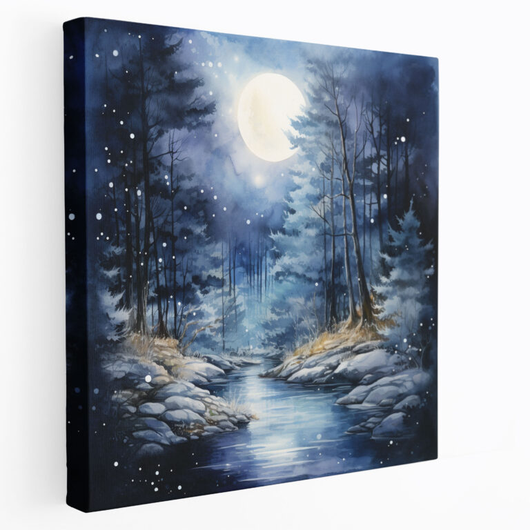 Midnight Forest Canvas Print - Midnight, Serene, Wall Decoration, Home Decoration