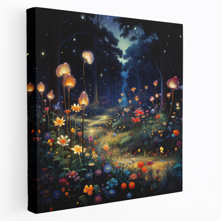 Enchanted Midnight Garden Wall Decoration - Midnight, Vibrant, Whimsical, Nature Enthusiasts