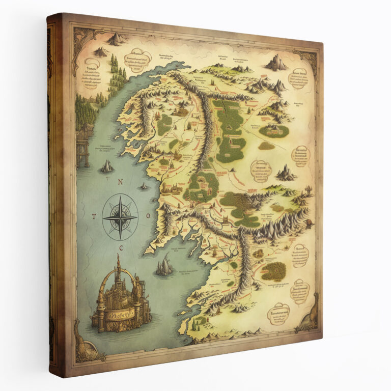 Middle Earth Map Canvas Print - Middle Earth, Vintage Map, Wall Decoration, Home Decoration