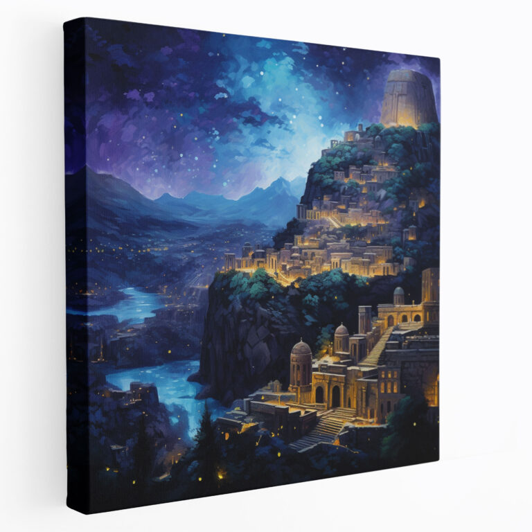 Middle Earth Wall Art - Ancient City - Middle Earth, Canvas Print, Starry Night Sky, Ancient City