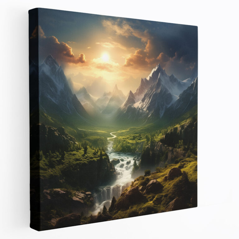 Middle Earth Canvas Print - Majestic Mountain Range - Middle Earth, Peaceful Valley, Wall Decoration, Canvas