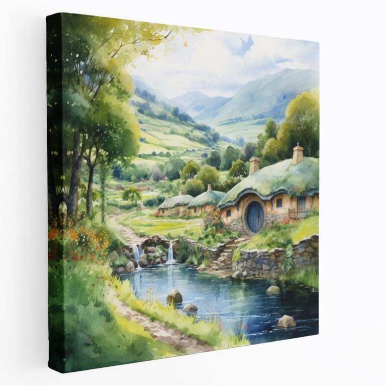 Middle Earth Canvas Print - Shire Watercolor Wall Art - Middle Earth, Wall Decoration, Canvas, Canvas Wall Art
