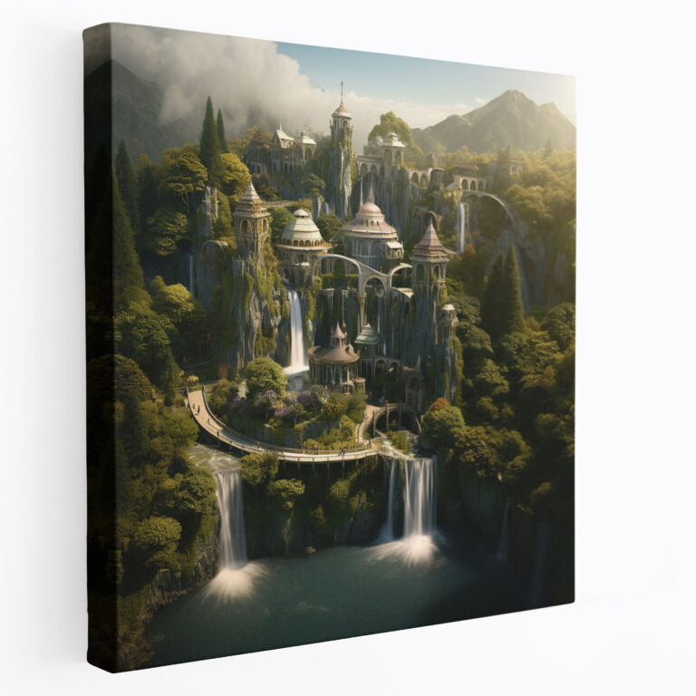 Middle Earth Rivendell Canvas Print - Middle Earth, Ethereal Beauty, Serene Architecture, Wall Art